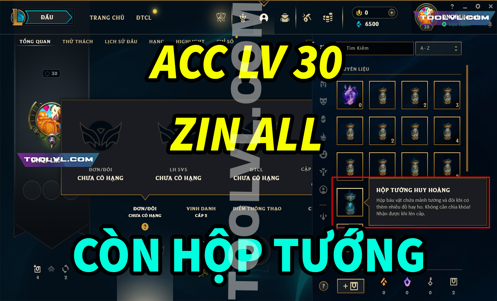 ACC LOL LV30 ZIN ALL CÒN NGUYÊN HỘP TƯỚNG